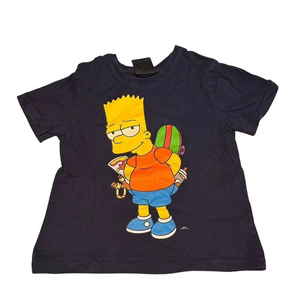The Simpsons Bart Simpson Navy Blue Graphic Tee Shirt Boys Kids Size‎ 5-6y 116cm